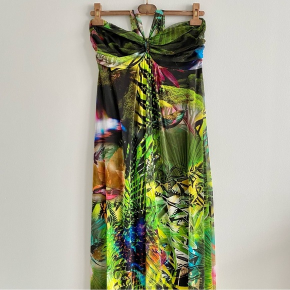 Elana Kattan Floral Jungle Print Maxi Dress Size Large - Picture 2 of 8